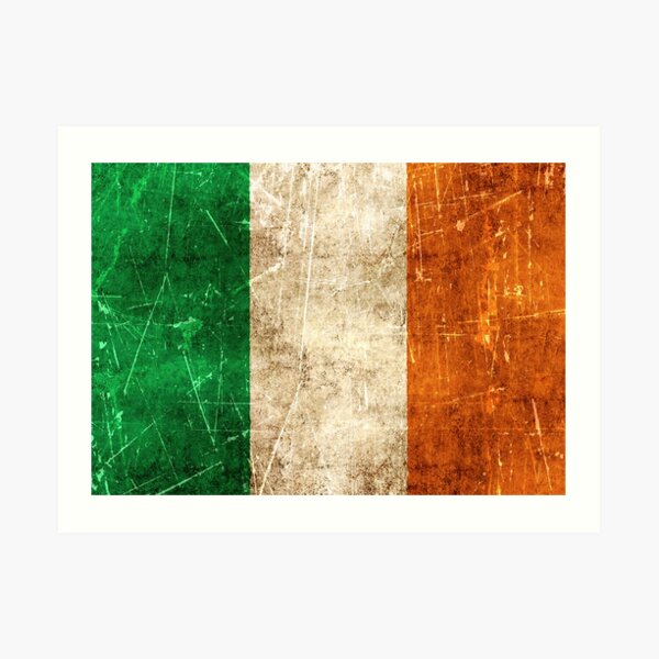 Vintage Aged and Scratched Irish Flag Art Print