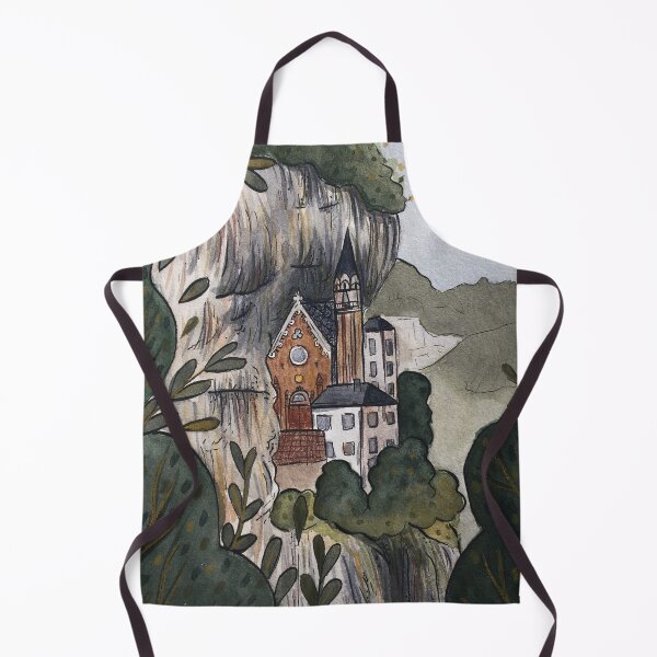 Item preview, Traditional watercolor landscape moantain town illustration designed and sold by Wieskunde.