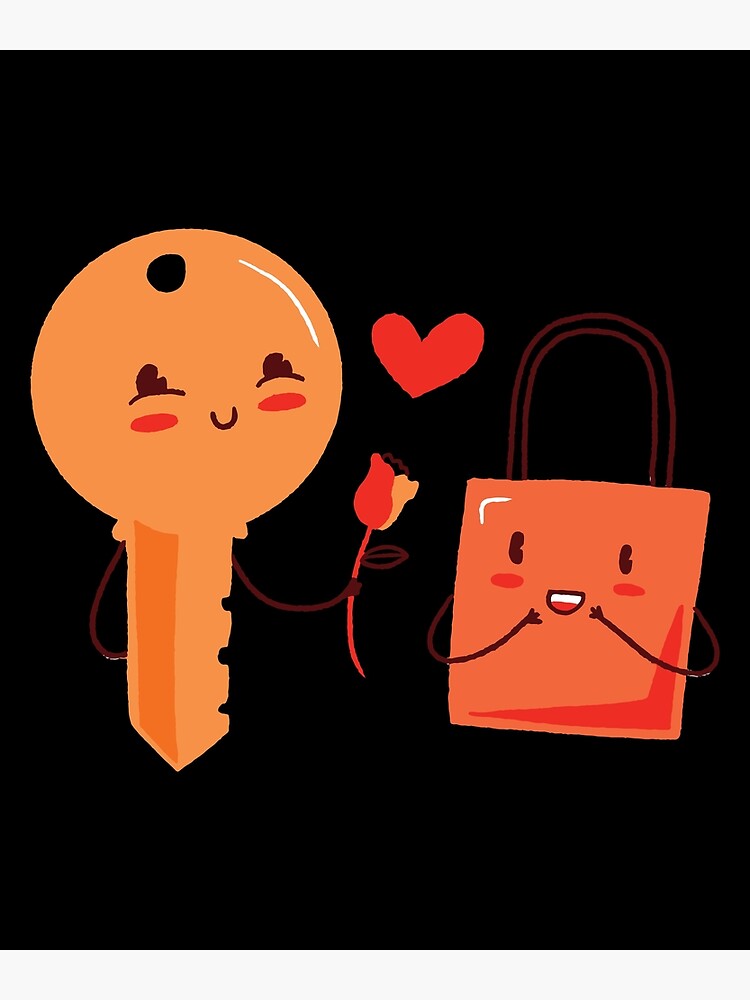 Cute love lock and key. Element for greeting cards, posters