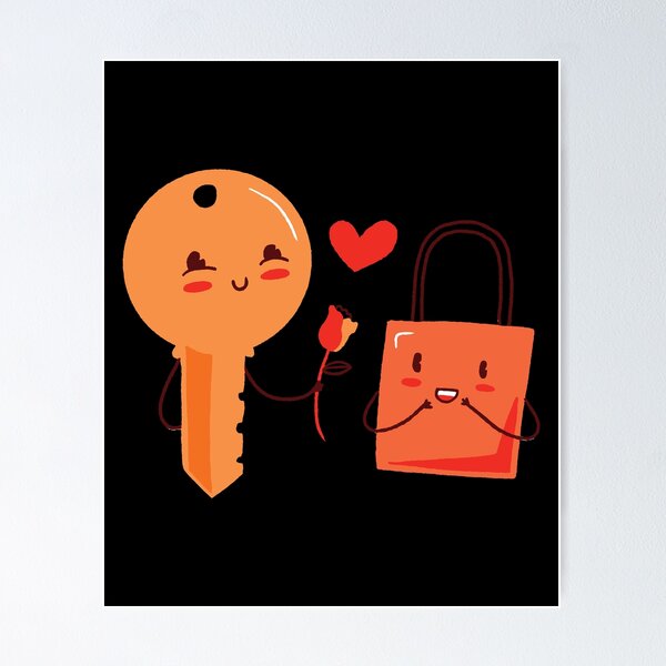 Cute love lock and key. Element for greeting cards, posters