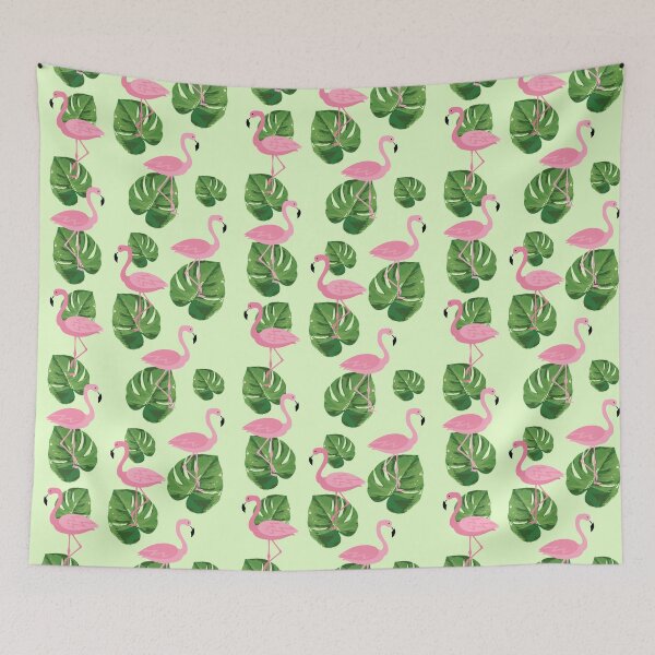 Item preview, Pink flamingo pattern Funny tropical floral pattern print  designed and sold by UniqueMw.