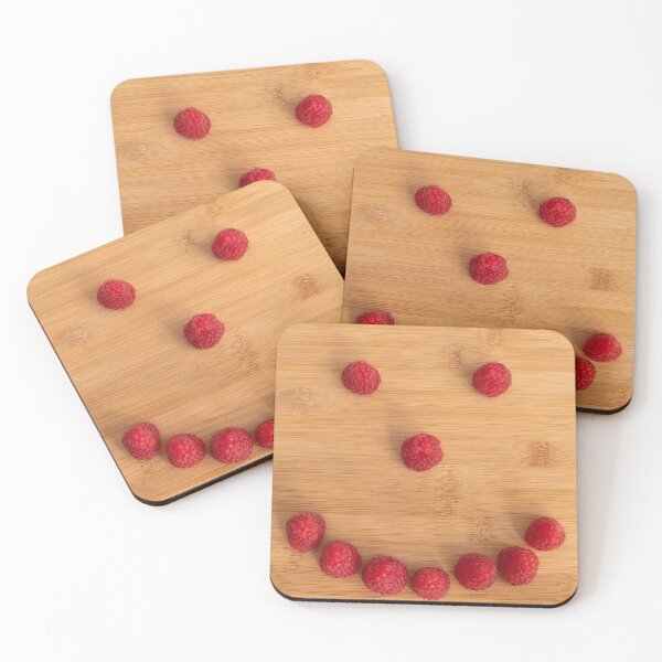 Item preview, Fresh red raspberry fruits aligned as smiley face photo designed and sold by krisgreenwood.