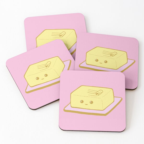 Item preview, Cute Kawaii Butter on Pink Plate designed and sold by GrimButterfly.