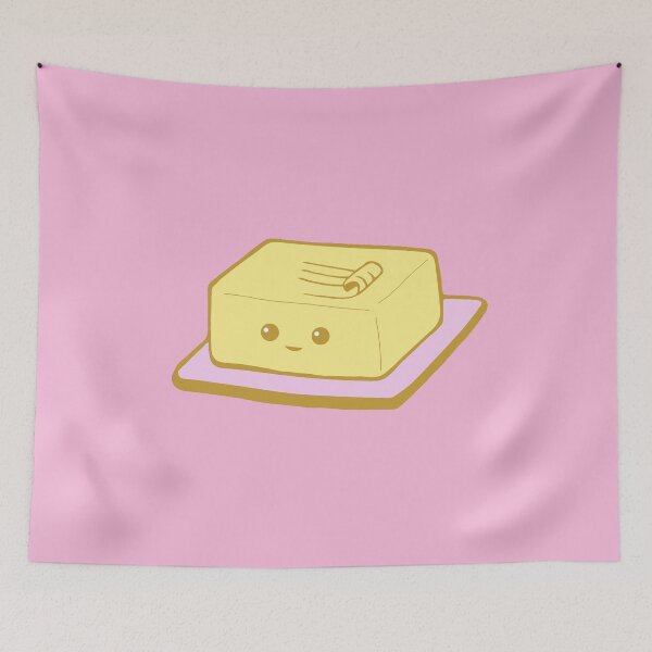 Item preview, Cute Kawaii Butter on Pink Plate designed and sold by GrimButterfly.