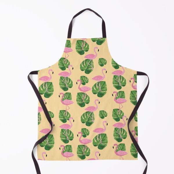 Item preview, pink flamingo summer pattern tropical leaves peachy background designed and sold by UniqueMw.