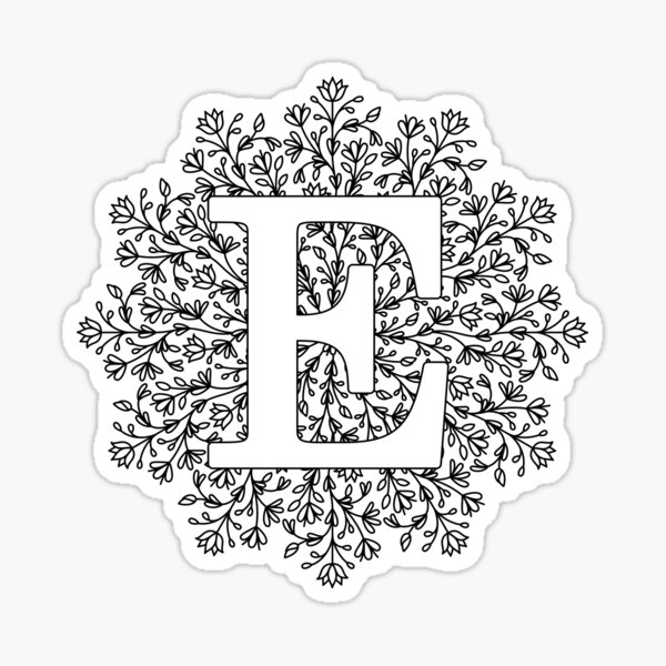 Fancy Floral Mandala Monogram E Sticker
