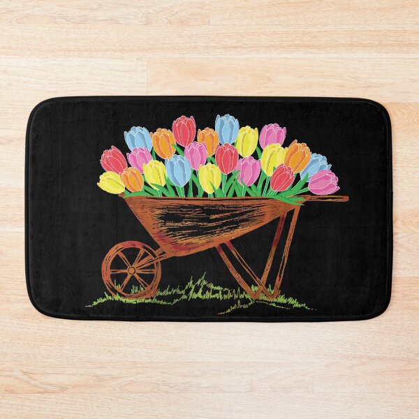 Item preview, Colorful vector tulip flowers in rustic ink sketched wheelbarrow designed and sold by The Pattern Mill.