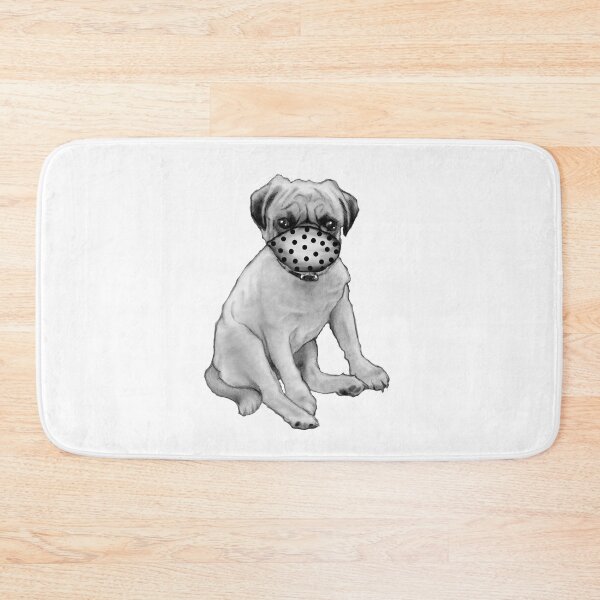 Item preview, Cut Pug Dog Wearing Polka-Dotted Mask, Coronavirus Pandemic designed and sold by JoyfulWhimsy.