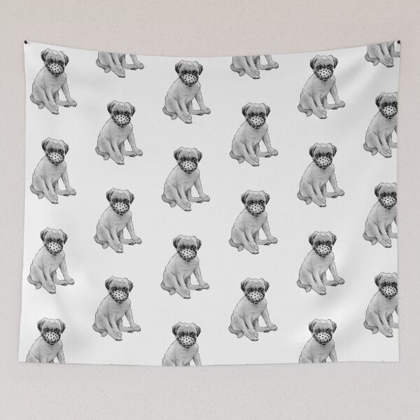 Item preview, Cut Pug Dog Wearing Polka-Dotted Mask, Coronavirus Pandemic designed and sold by JoyfulWhimsy.