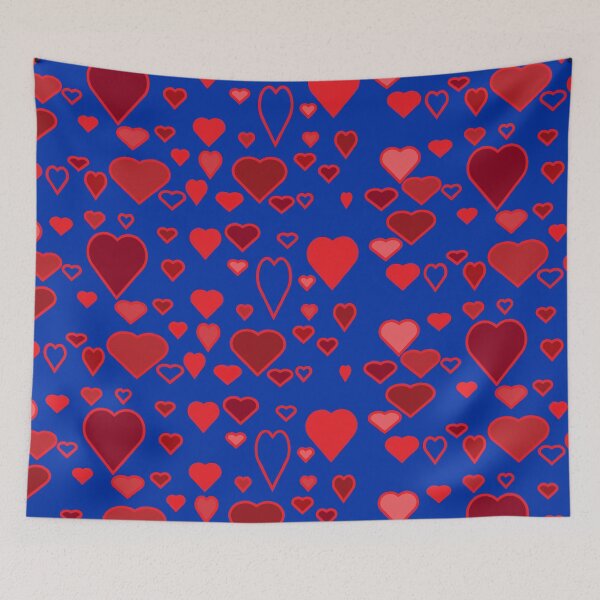 Item preview,  red hearts blue background  designed and sold by miaterinka.