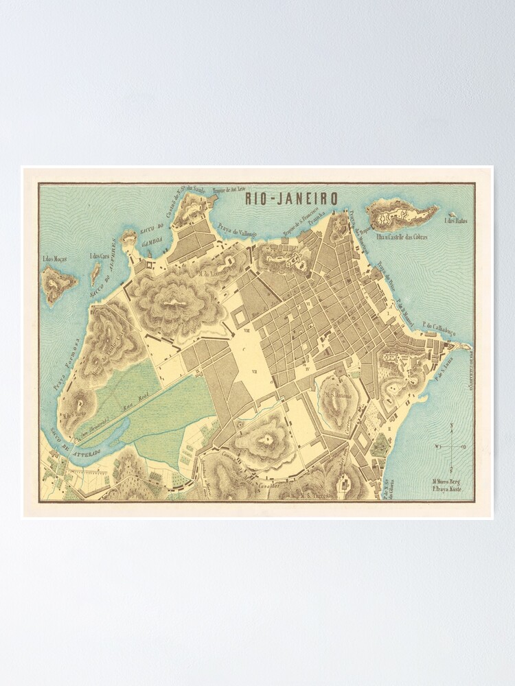 Vintage Map Of Rio De Janeiro Brazil 1858 Poster By Bravuramedia Redbubble