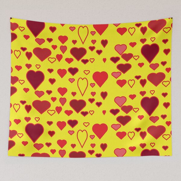 Item preview, red hearts yellow background  designed and sold by miaterinka.