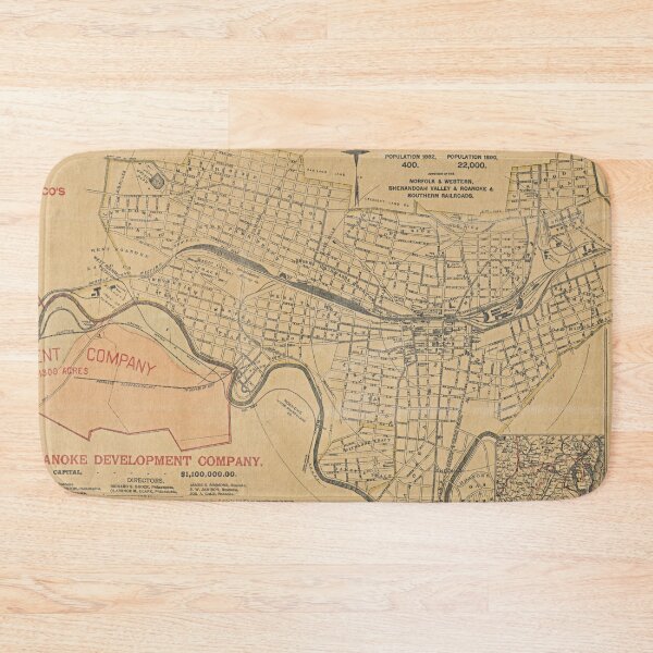 Item preview, Vintage Map of Roanoke VA (1890) designed and sold by BravuraMedia.