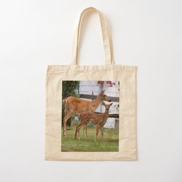 Deer: Doe and Fawn Cotton Tote Bag