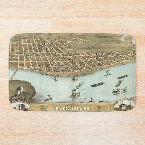 Item preview, Vintage Map of Rock Island IL (1869) designed and sold by BravuraMedia.