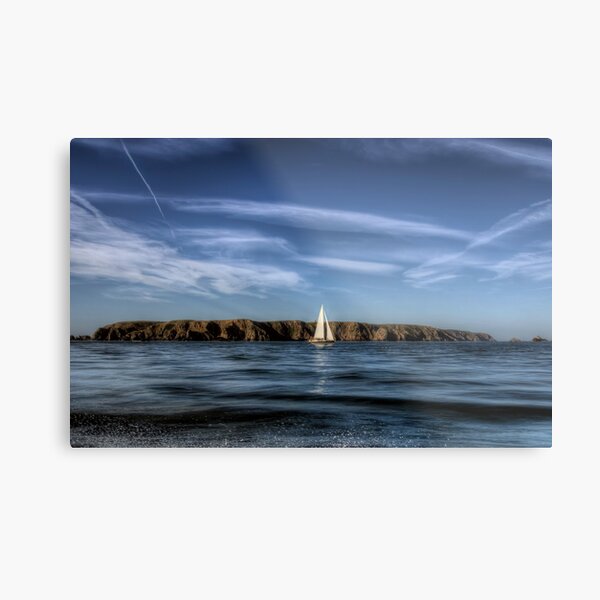 Sailing past Alderney Metal Print