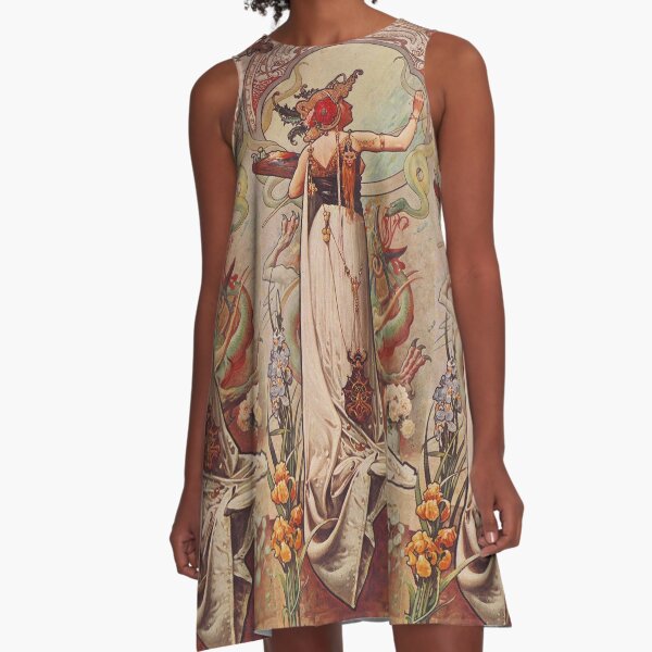 HD. The Painter, Vintage advert , by Louis Hingre . Art Nouveau style beautiful design / 1900 A-Line Dress
