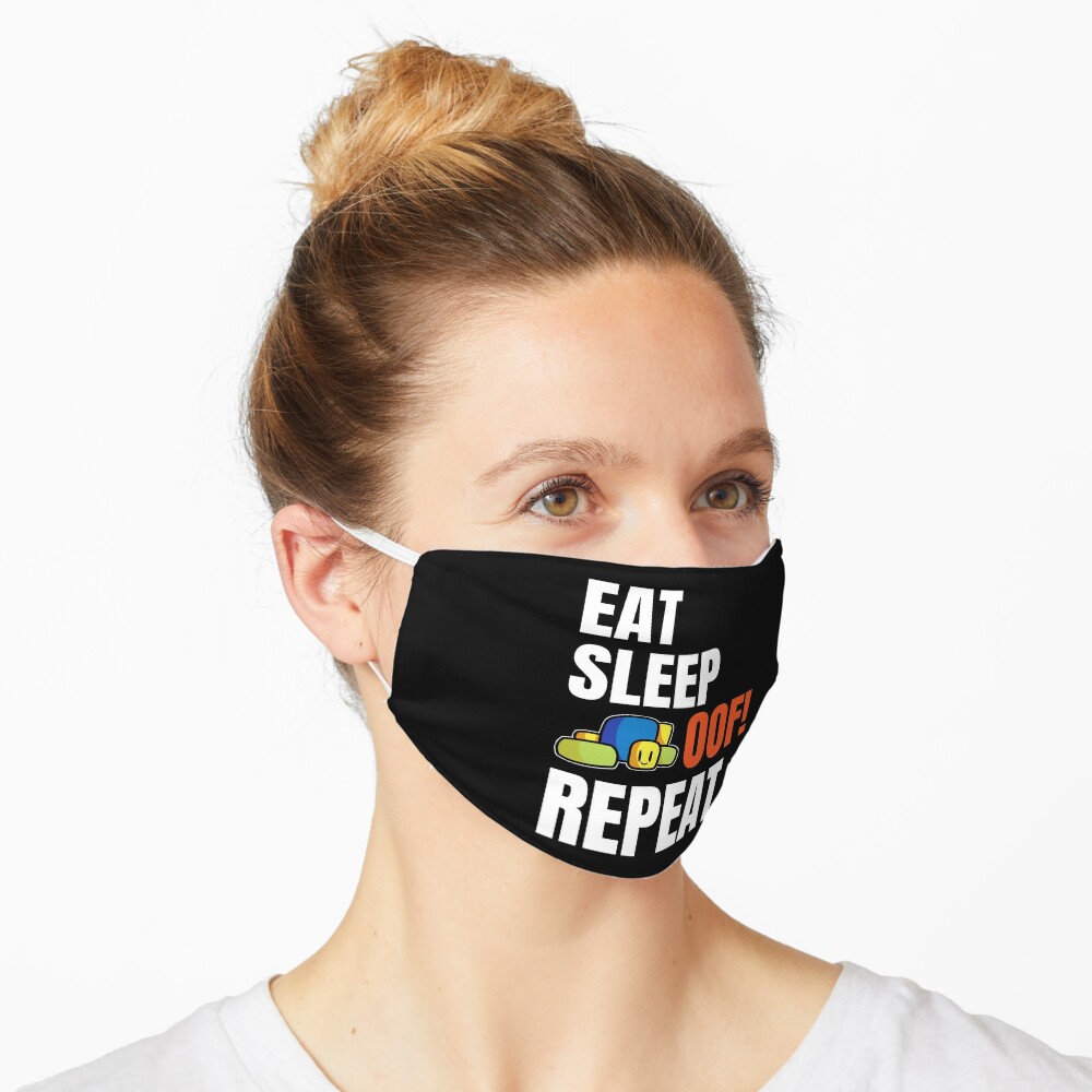 Roblox Oof Eat Sleep Oof Repeat Cute Noob Gamers Gift Mask By Smoothnoob Redbubble - cute sleeping face roblox