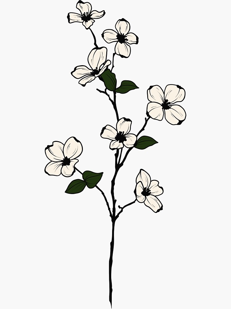 “dogwood branch” Sticker by paigeelizaart | Redbubble