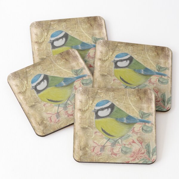 Item preview, Little Blue-tit on Distressed Tapestry Background designed and sold by TTWG.