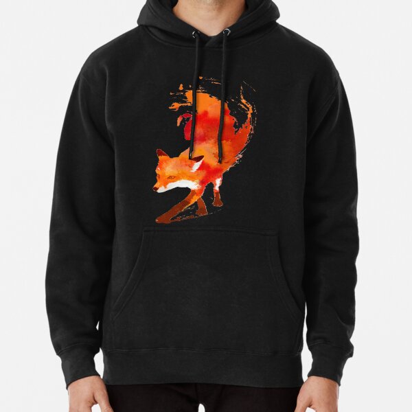Wild Red Watercolor Fox Pullover Hoodie