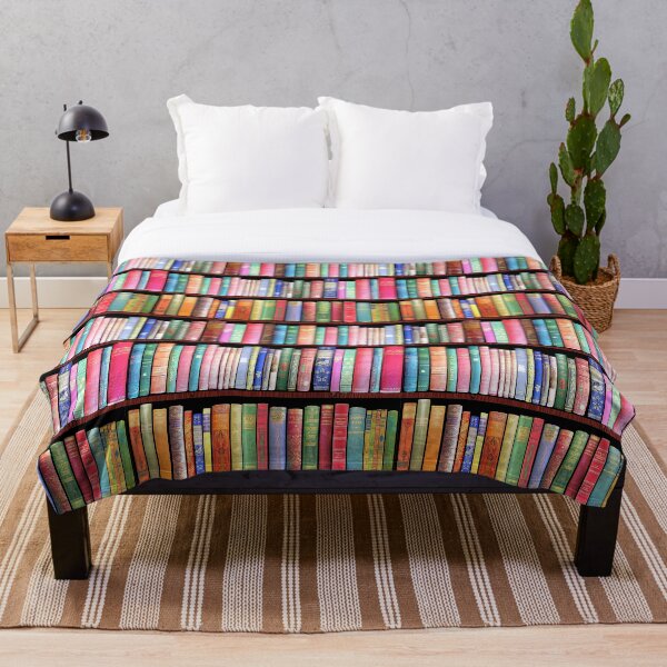 Bookworm Antique book library, vintage book shelf Throw Blanket