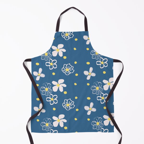 Item preview, White Daises and Yellow Polka Dots with Blue Background designed and sold by RepeatCandy.