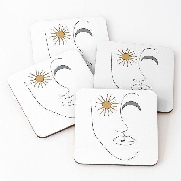 Item preview, fine line face sun and moon  designed and sold by jessicalynn4611.