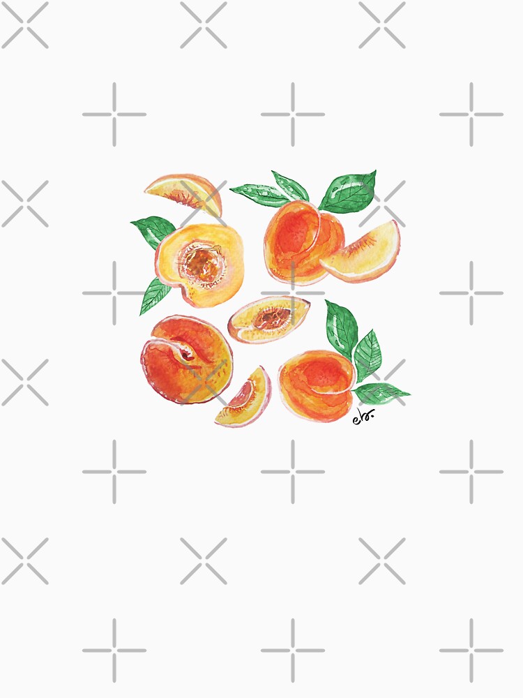 Peach party in my garden_ watercolour & ink by ebozzastudio