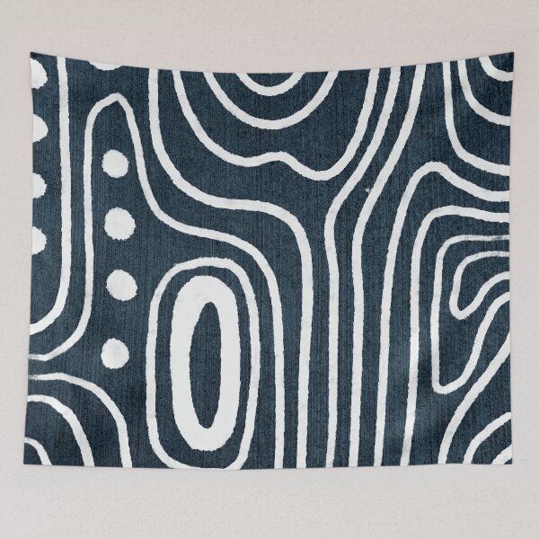 Item preview, Tribal White Marks in Indigo designed and sold by Eva Camacho-Sanchez.