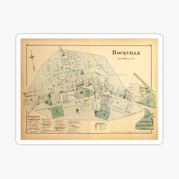 Item preview, Vintage Map of Rockville MD (1878) designed and sold by BravuraMedia.
