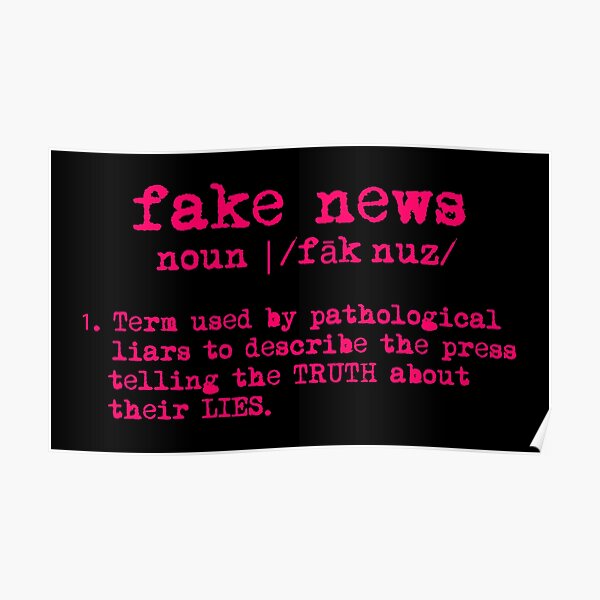  fake news definition fuschia text poster for sale by thelittlelord