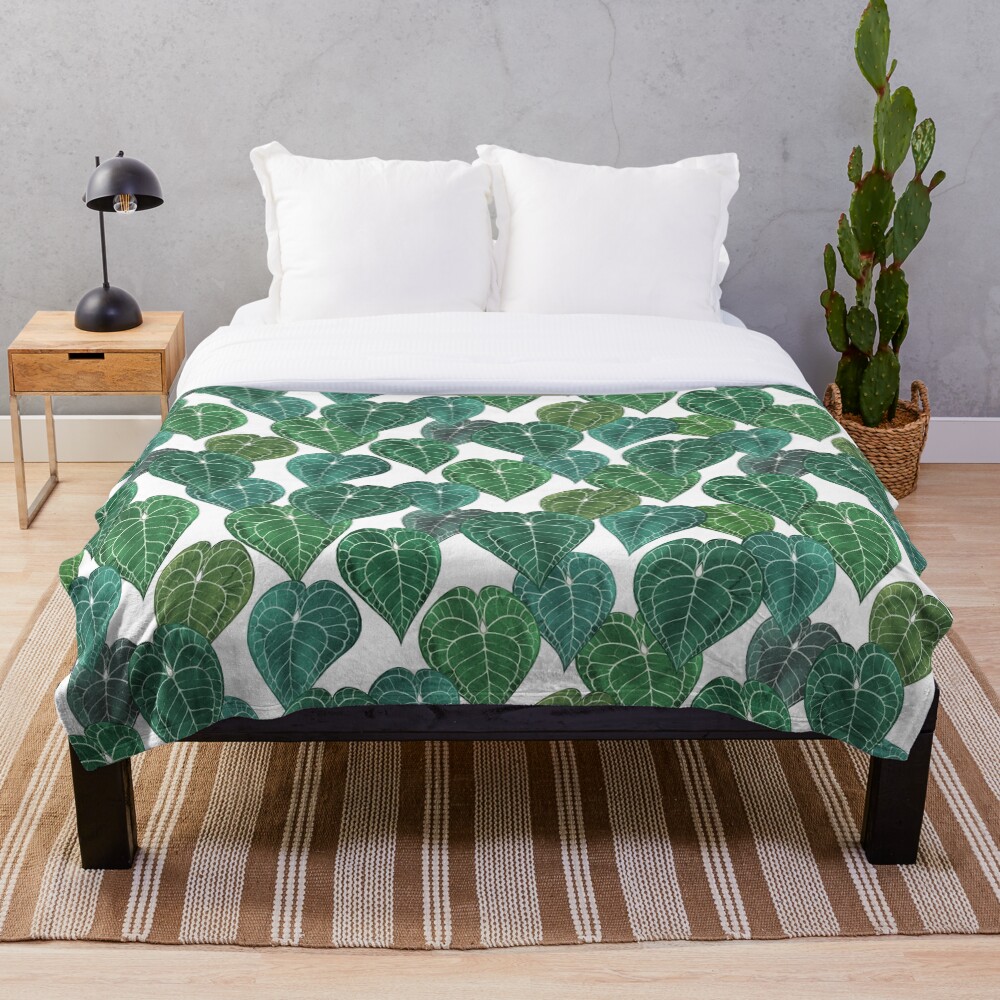 Anthurium clarinervium leaves Throw Blanket