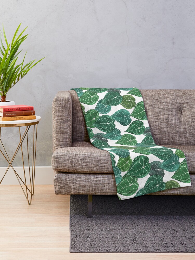 Alternate view of Anthurium clarinervium leaves Throw Blanket