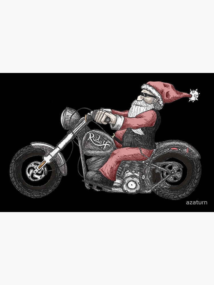 Thumbnail 2 of 2, Greeting Card, Biker Santa designed and sold by azaturn.