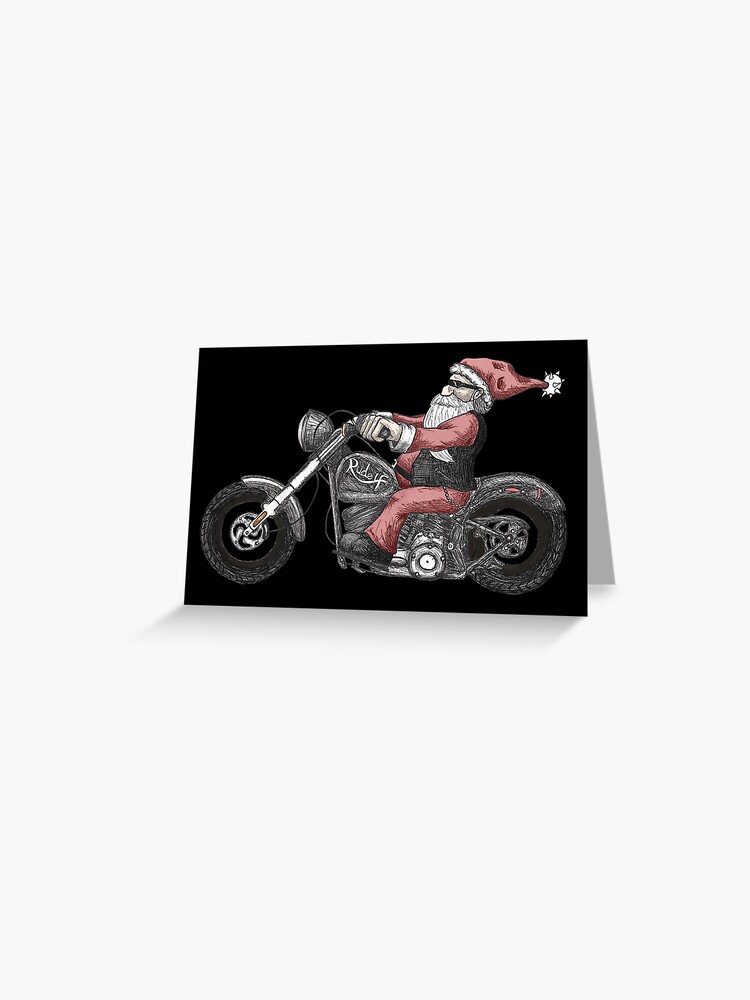 Thumbnail 1 of 2, Greeting Card, Biker Santa designed and sold by azaturn.