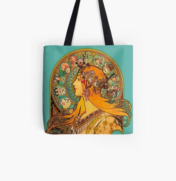 HD Zodiac, (1896) - Alphonse Mucha All Over Print Tote Bag
