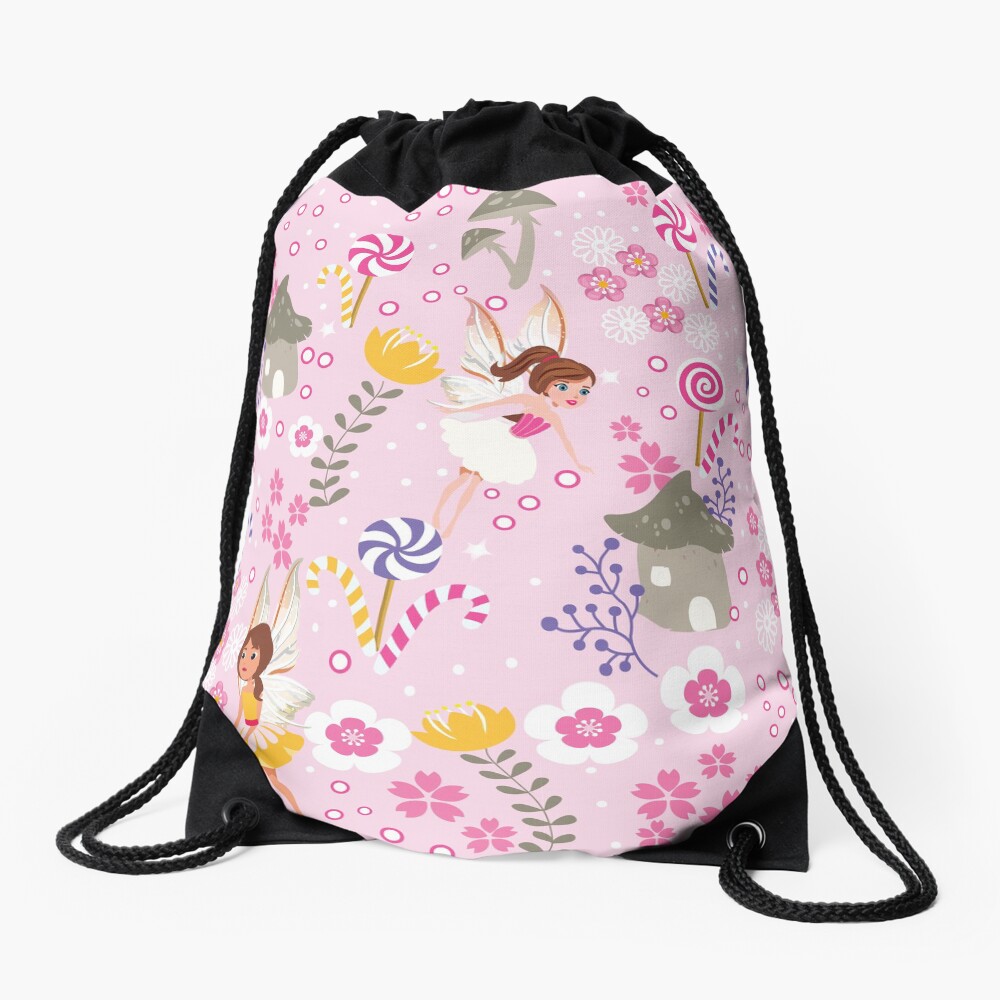 The Pink Fairy Helpers In Tommy Tinker's Village™ Drawstring Bag