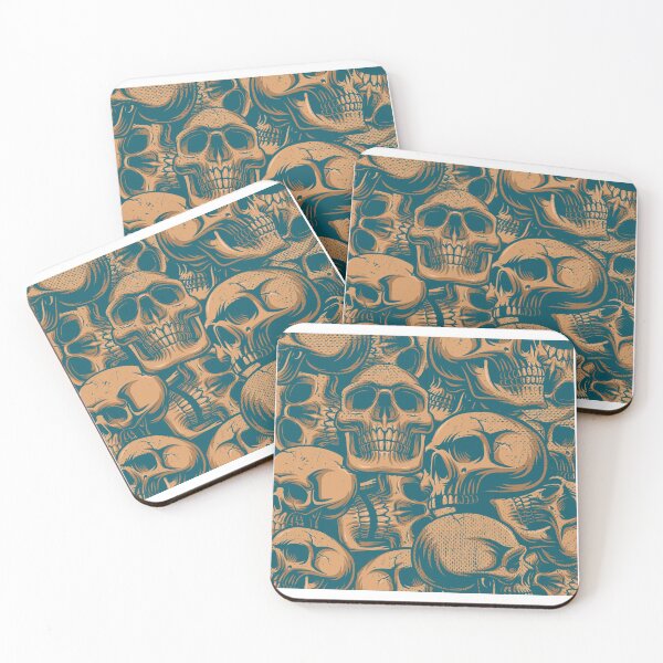 Skull and Roses Tattoo | Interesting, Unique Design | Strength and Protection Coasters (Set of 4)