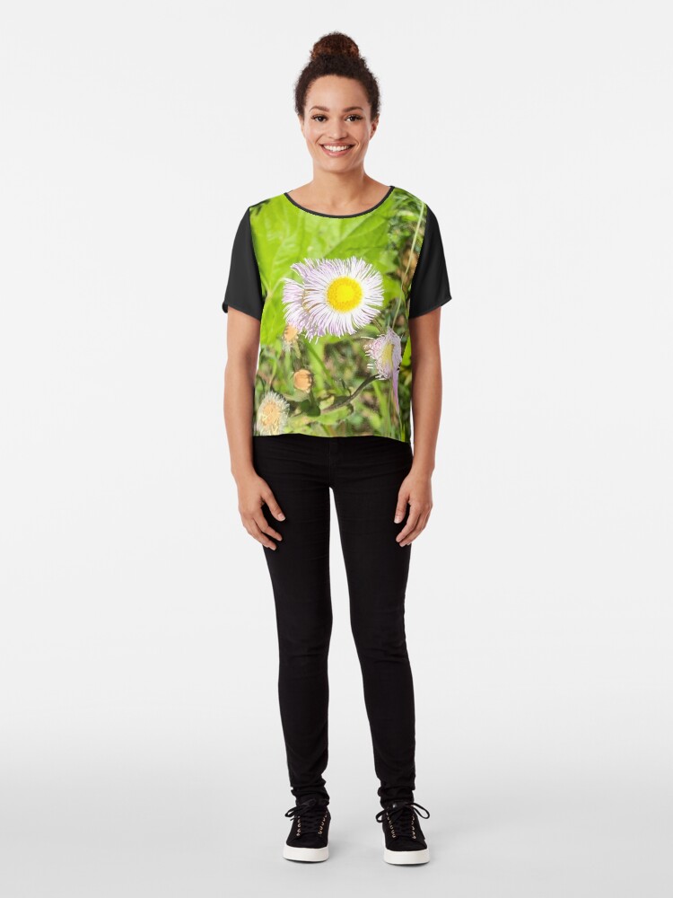 Alternate view of Pink yellow flower, Flower mask, Flower, Flower socks Chiffon Top