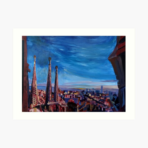 Barcelona City View and Sagrada Familia Art Print