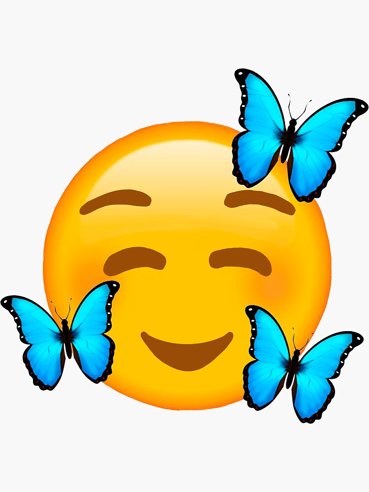 "Butterfly Smiley Emoji" Sticker for Sale by laurenbasham Redbubble