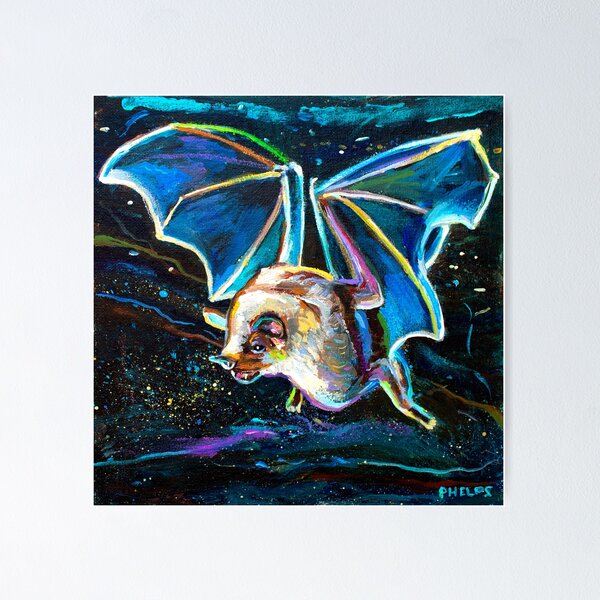 Item preview, Psychedelic Bat in Night Sky by Robert Phelps designed and sold by RobertPhelpsArt.