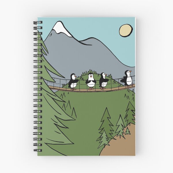 Item preview, Penguins Crossing a Suspension Bridge in the Woods designed and sold by Otter-Grotto.