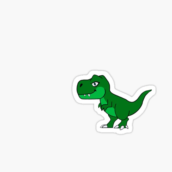 Aperçu de l'œuvre Caricature de t-rex vert créée et vendue par stickerssbysyd.