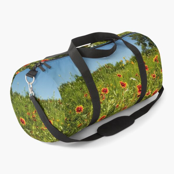 Item preview, Green field filled with red and yellow mixed Gaillardia pulchella flowers in Texas designed and sold by krisgreenwood.
