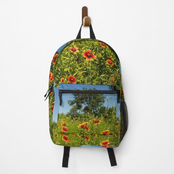 Item preview, Green field filled with red and yellow mixed Gaillardia pulchella flowers in Texas designed and sold by krisgreenwood.