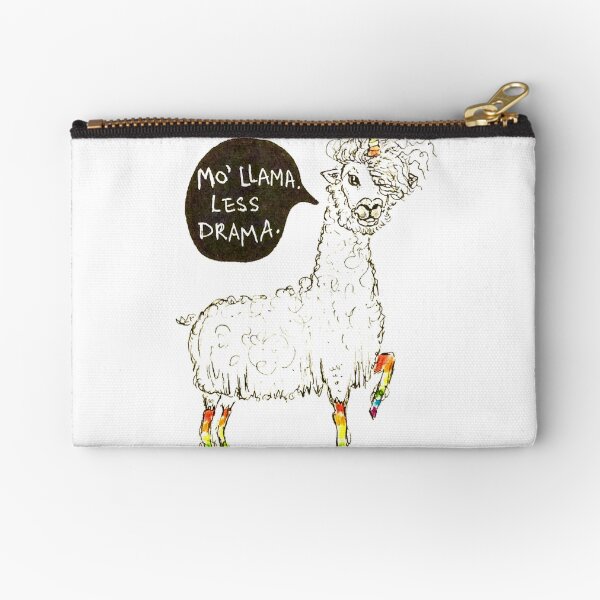Mo' LLama, Less Drama. A Unicorn LLama with attitude. Zipper Pouch