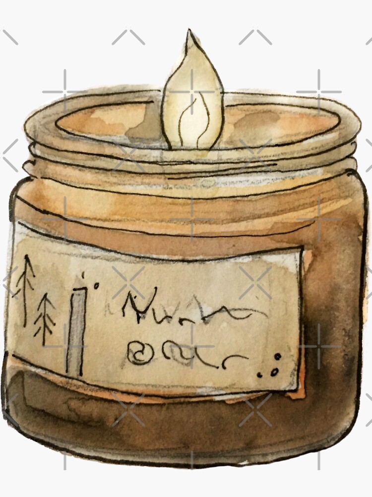 Witchy Woodsy Candle with Pine Tree Insignia in Watercolor by WitchofWhimsy