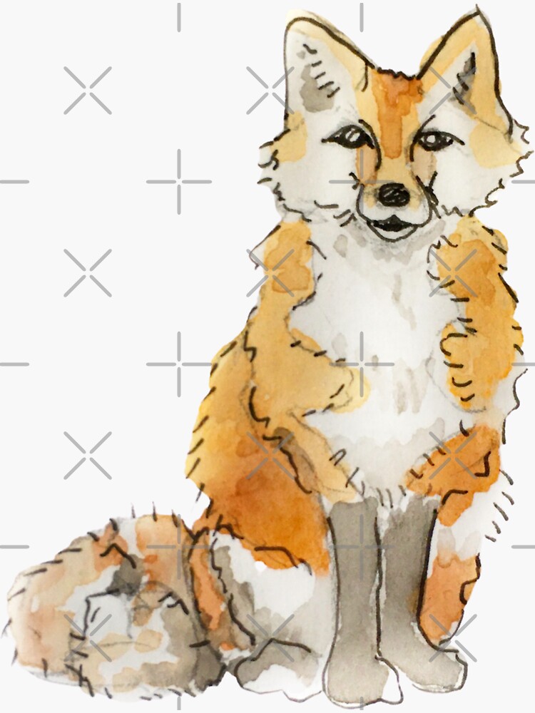 Fluffy Fox Familiar Illustration in Watercolor by WitchofWhimsy